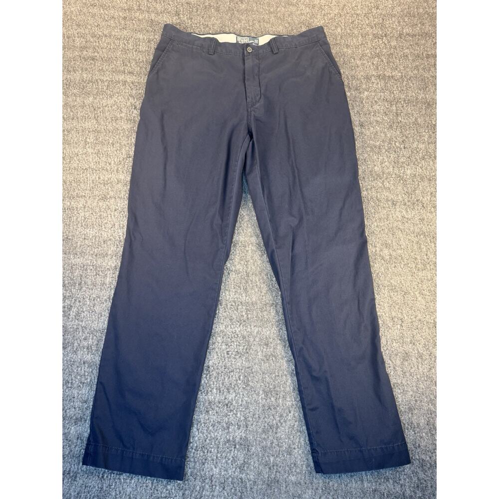 Mens Polo By Ralph Lauren Navy Blue Suffield Chino Style Pants 36 By 32 - Picture 2 of 8